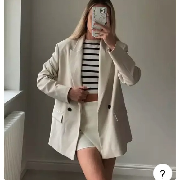 Zara cream double breasted blazer - Picture 2 of 3